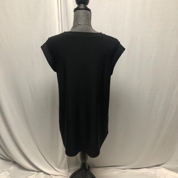 Picadilly Cap Sleeve Top Womens Size Large Partial Zip Stretchy Comfy Shirt - Picture 4 of 6